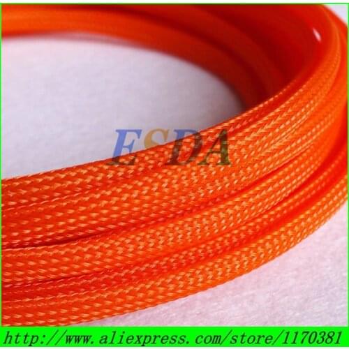 10M/Lot 6mm Orange High Tensile Cut and Abrasion Resistant Expandable Braided Sleeving - Free shipping