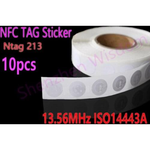 10pcs NFC Tag Sticker 13.56MHz ISO14443A Ntag213 NFC Sticker RFID Tag