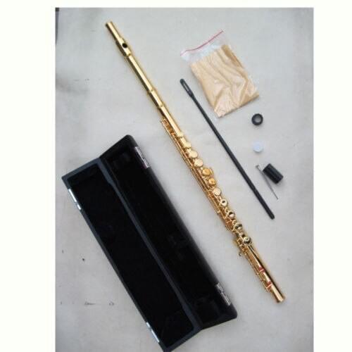 17 close hole flute real gold body&parts carve your logo