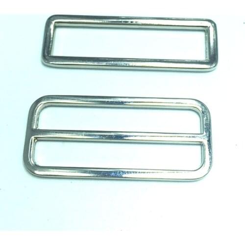 2" ( 50mm) Silver leather strap adjuster Slide Buckle Tri-Glide bar slider adjustable buckle rectangle sliders