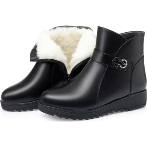 2021 New Warm Comfort Winter Shoes Fashion Casual Boots Flat Non-slip Ankle Boots Plus Size 35-43 Black Shoes Women Snow Boots