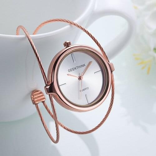 2021new Fashion Brand Quartz Watch Women Bracelet Ladies Rose Gold Watch Female Luxury Double Steel Band Casual Relojes Para
