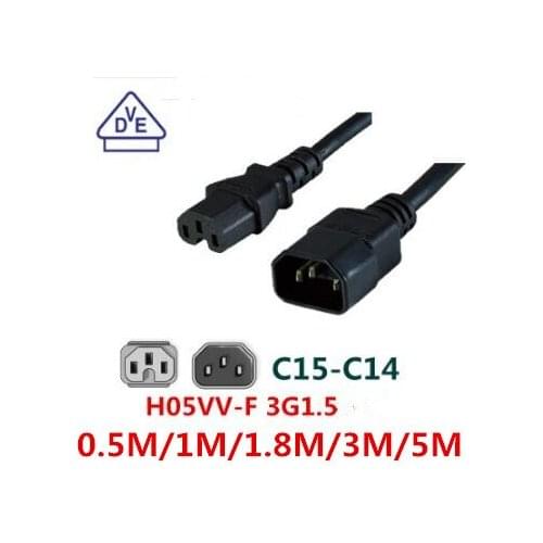 Free ship , IEC32 computer cable Power Cord Server PDU/UPS Power Cable C15 to C14 Male 16A/250V power supply cord 3X1.5mm