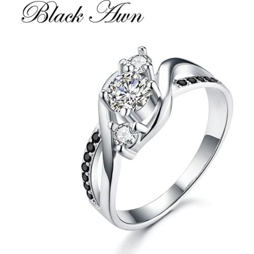 [BLACK AWN] 925 Sterling Silver Jewelry Trendy Engagement Rings for Women Wedding Bague Size 6 7 8 9 C049