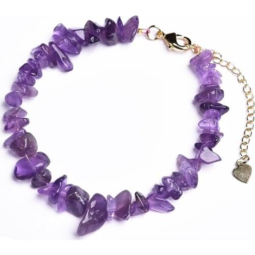 Irregular Amethyst Bracelet Natural Quartz Stones Purple Crystal for Women Personalized Accessories Female Charm Jewelry Making