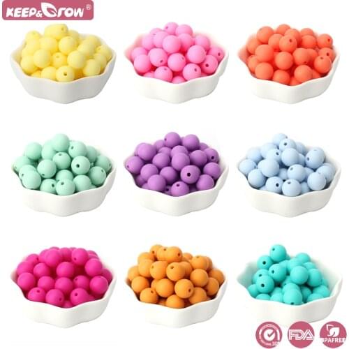 Keep&Grow 9MM 50Pcs Silicone Beads Baby Teether Round Beads BPA Free Pacifier Teething Necklace Baby Care Accessories Baby Toys