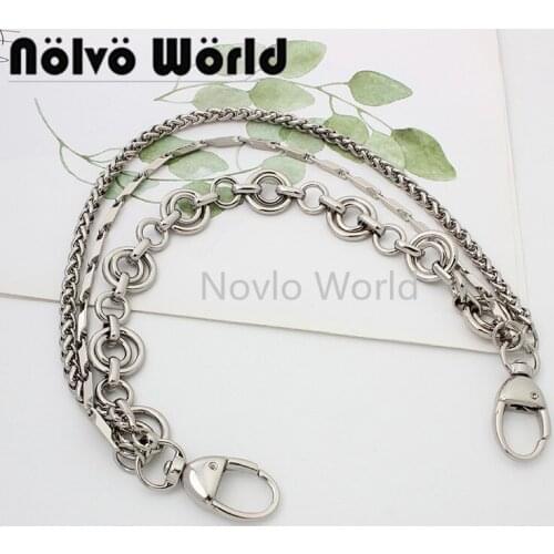 1-5-20pieces 36cm length silver color Iron and Alloy meterial three in one chains with snap hooks for diy handbag purse parts