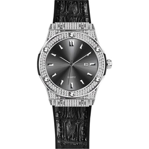 CURDDEN 7034 Men Diamond Watches Fashion Rubber Band Simple Alloy Round Case Business Date Quartz Watch Relojes Lujo Marcas Men