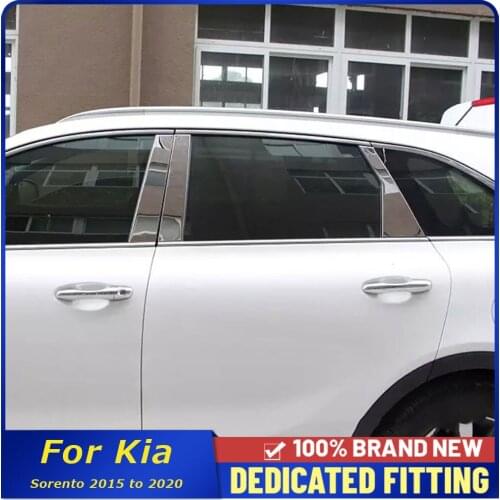 For Kia Sorento 2015 2016 2017 2018 2019 2020 Car Window Center Pillars B + C Pillar Cover Trim Strips 6Pcs/Set