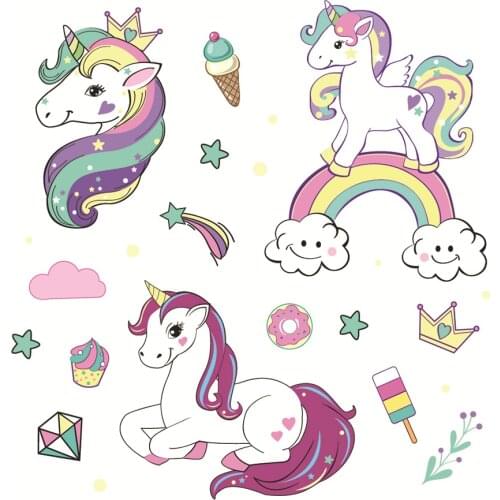 Unicorn Wall Stickers Colorful Animals Horse Wall Decals For Kids Girls Room DIY Poster Wallpaper Home Decor candid
