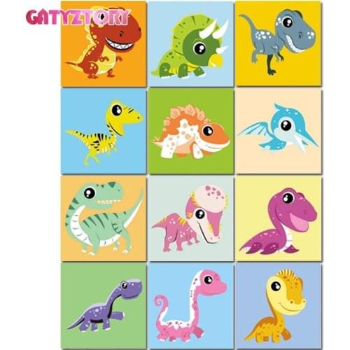 GATYZTORY 20x20cm Frame Animals DIY Painting By Numbers For Kids Image Paint By Numbers Hand Painted Unique Gift For Children Ar