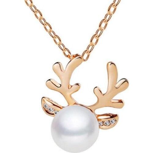 Hot Exquisite Antlers Crystal Simulated Pearl Necklace Or Earrings Fashion Jewelry for Women
