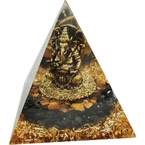 Healing Crystal Orgone Pyramid With Copper Wire Ganesh Energy Generator For Emf Protection Mediation Home Office Decor