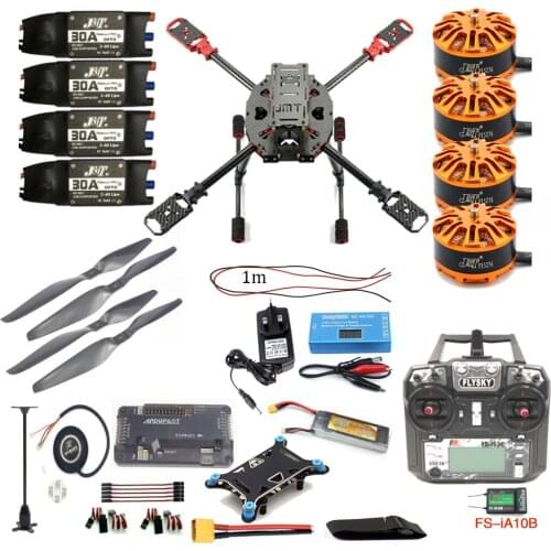 JMT DIY 2.4GHz 4-Aixs RC Helicopters 630mm Full Kit Frame Kit APM2.8 Flight Controller with FS-i6X TX RX Brushless Motor ESC