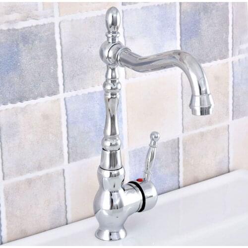 Bathroom Faucet Polished Chrome Basin Faucet Deck Mounted Single Handle Single Hole Hot And Cold Water Tap Nsf646