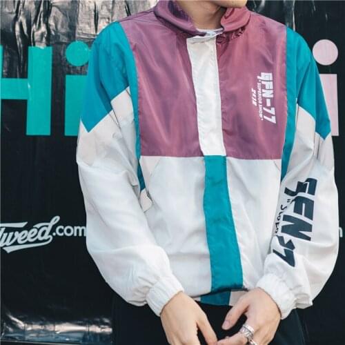 Men Hip Hop Streetwear Jacket Cotton Patchwork Stand Collar Zipper Coat Casual Harajuku Windbreaker Jacket Men Jaqueta Masculina