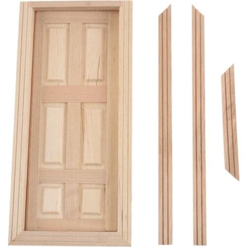 1/12 Dollhouse Miniature 6 Panel Interior Wooden Door DIY Wood Color