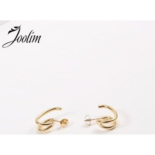 Trendy Earring PVD Gold Finish Geometry Fold Wear Earring Stainless Steel Tarnish Free Gold Jewelry Wholesale