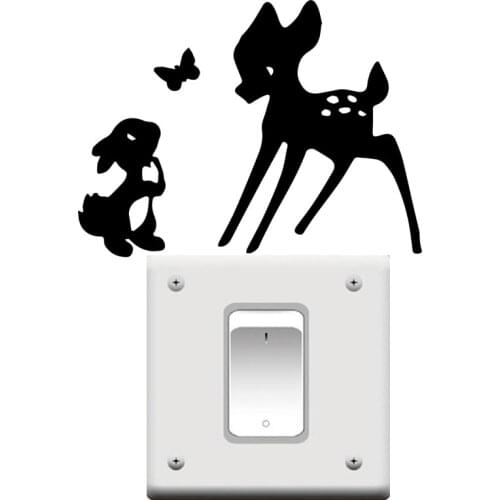 Cartoon Style Deer and rabbits Decal Removable Vinyl Mural Poster Creative Pattern Wall Decals Decal Creative Stickers