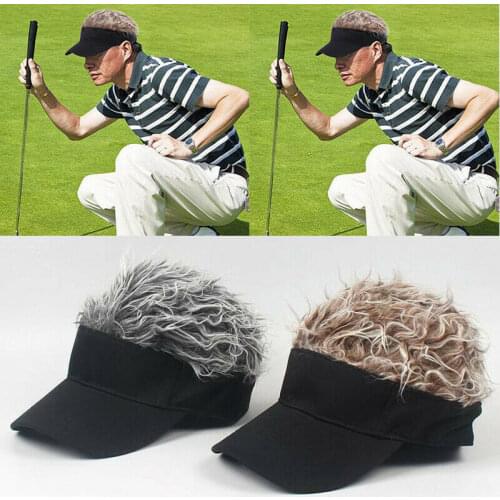 Hair Sun Visor Caps With Fake Hair Wig Novelty Unisex Baseball Hat Cap Sport Hats