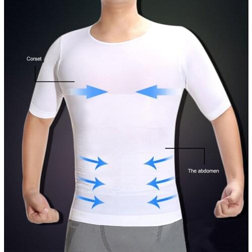 Mens Shaper Cooling T-Shirt with Short Sleeve Shirt Top Body Shaper Net Nylon Compression T-shirts B88