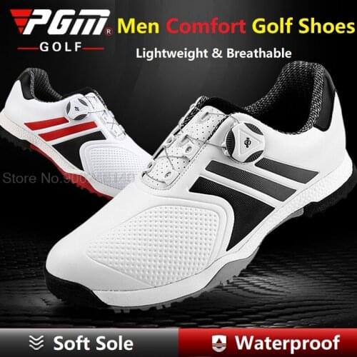 PGM Golf Shoes Men Waterproof Breathable Antiskid Shoes Knob Buckle Sports Shoes Spiked Training Sneakers Comfortable Sole