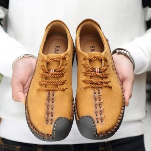 2020 New Men Shoes Hot Sale Casual Shoes Casual Loafers Vintage Style Men Loafers Quality Split Leather Footwear Zapatos Hombre