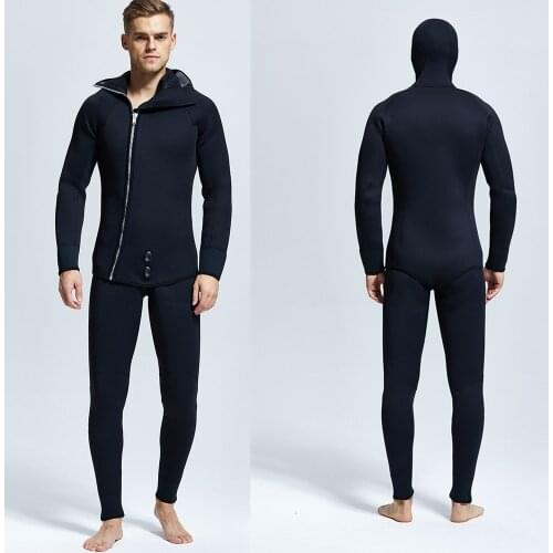 5MM Hooded Scuba Diving Jacket Pants Suit for Men Windproof Spearfishing Swimming Fishing Jumpsuit Wetsuit Diving Dress