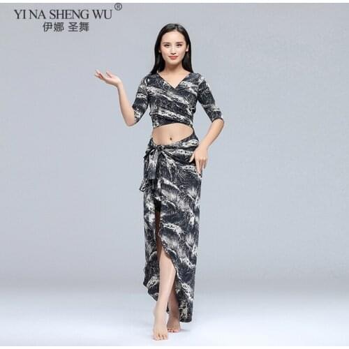 Belly Dance Costume Set top Ink Long Skirts Performance Oriental Bellydance Dancing Professional Training Wear Indian Clothing