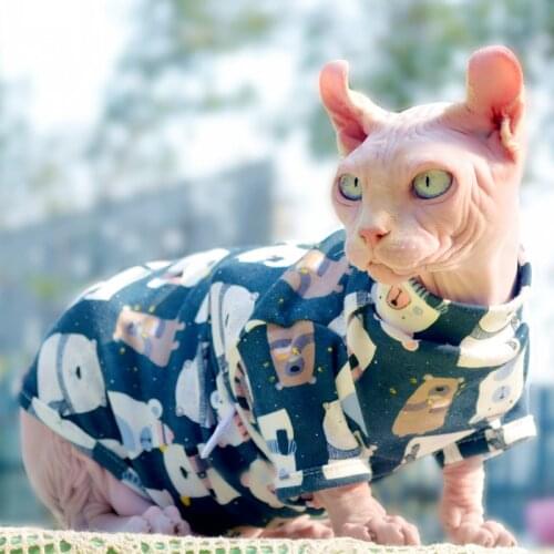 New 2022 Spring Autumn Sphynx Puppy Pet Cat Clothes For Cats Summer Fashion Print Cotton Vest Classic Hairless Cat Clothes