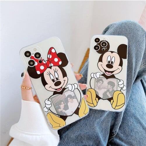 New Disney Add Photo Phone TPU Case Covers for IPhone 11 Pro Max 12 12mini X XS XR 8 7 Plus 8Plus 12ProMax Cartoon Mickey Minnie