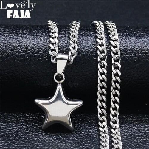 Punk Hip Hop Witchcraft Pentagram Stainless Steel Necklace Women/Men Silver Color Jewelry acollier acier inoxydable NK69S03
