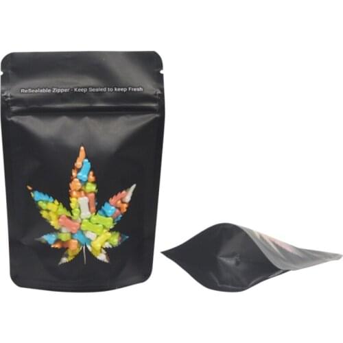 50pcs Child Proof Mylar Bag Resealable Stand Up Child Resistance Ziplock Packagings with a Clear Window