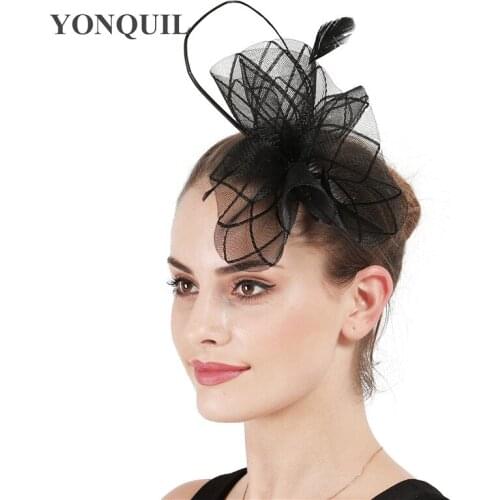 Bridal Yarn Wedding Hat Black Mesh Headwear Nice Cocktail Race Hair Accessories With Fancy Mesh Marry Hair Accessories Headband