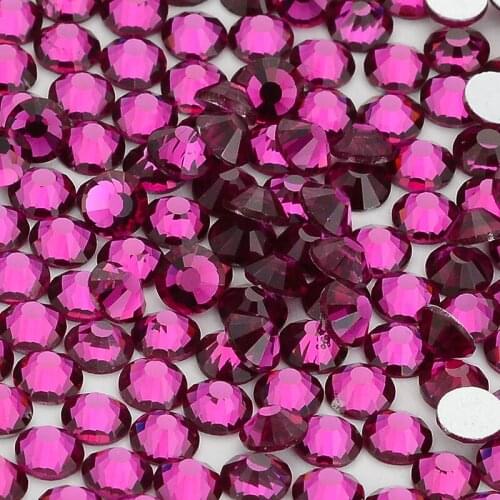 Fuchsia Crystal FlatBack Glass Rhinestones Non-HotFix Nail Art Crystal Decorations Flat Back Rhinestones Crystal