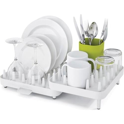 Hot Sales Adjustable Cutlery Dishes Rack Draining Tableware Storage Holder Rack Dishes Stand Foldable Plate Racks For Kitchen