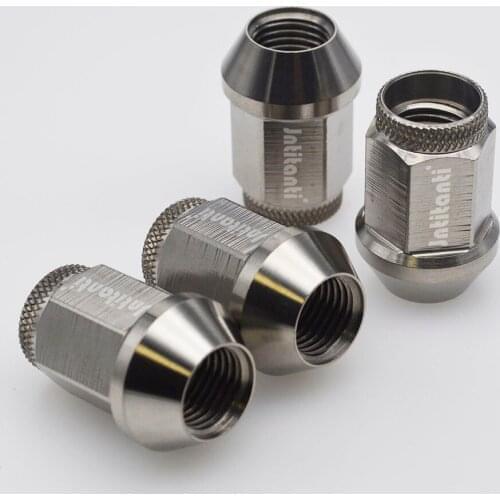 Knurled silver Gr5 titanium lug nut with open end M14*1.5*35mm
