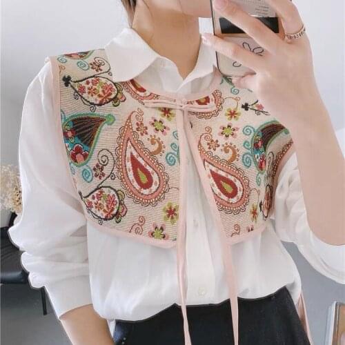 Floral Printed Fake Collars Shawl Fashion Big Lapel Shirt Detachable Collars Neckwear Blouse Tops Dress False Collar Nep Kraagie