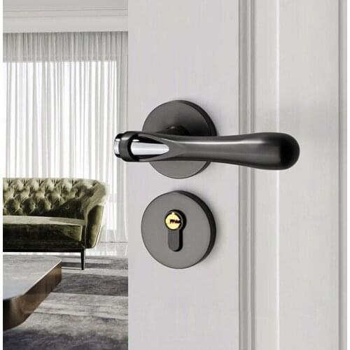 Modern Zinc Alloy Handle Mechanical Door Lock Home Silent Anti-theft Door Locks Furniture Hardware Supplies Mute Lockset