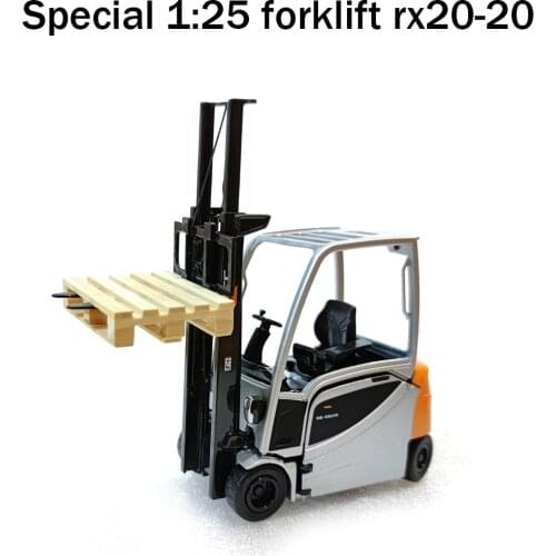Special 1:25 forklift rx20-20 German alloy forklift truck model With wooden pallet The bottom bin can be opened