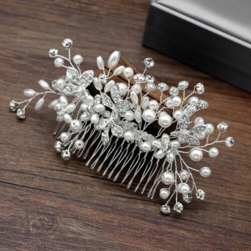 Bride Comb Pearl Handmade Wedding Headdress Hair Accessories Decoration Headwear Bridal Fashion Elegant Beads Pins Ornaments