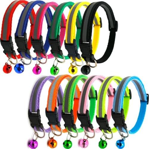 Reflective Charm and Bell Cat Collar Safety Elastic Adjustable with Soft Velvet Material New Colors Pet Product Small Dog Collar