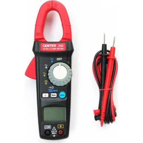 CENTER-252 TRMS AC/DC Clamp Meter Measuring Frequency From Current Clamp & Test Terminal,With 0.01A High Resolution