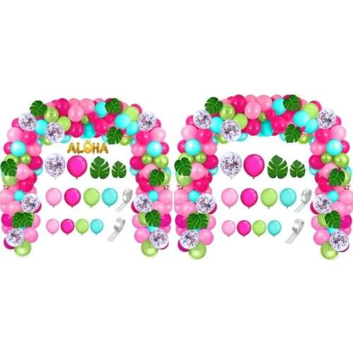 Tropical Hawaiian Pink Green Balloons Garland Arch Kit Party Decor Ballon
