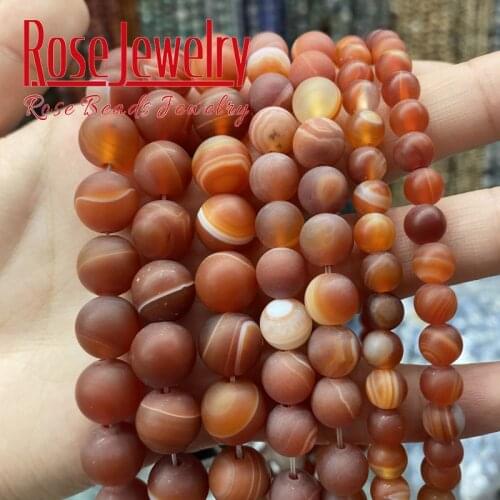 Dull Polished Red Stripes Agates Natural Matte Onyx Beads Loose Beads For Jewelry Making Charms Necklaces 4 6 8 10 12 14mm 15"