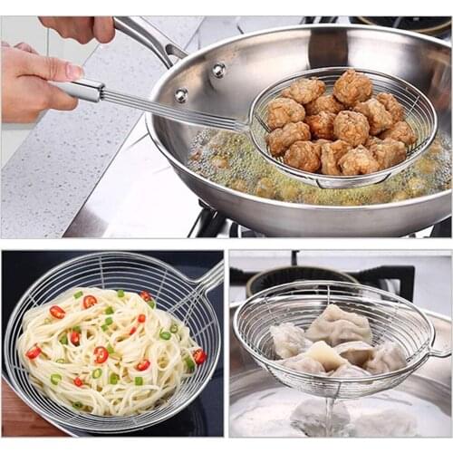 Solid Spider Strainer Ladle Stainless Steel Kitchen Utensil Tool French Fries Fish Frying Utensil