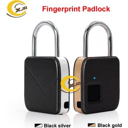 XJQ USB Rechargeable Smart Keyless Fingerprint Padlock IP65 Waterproof Anti-Theft Security lock Door Luggage Case Cabinet Lock
