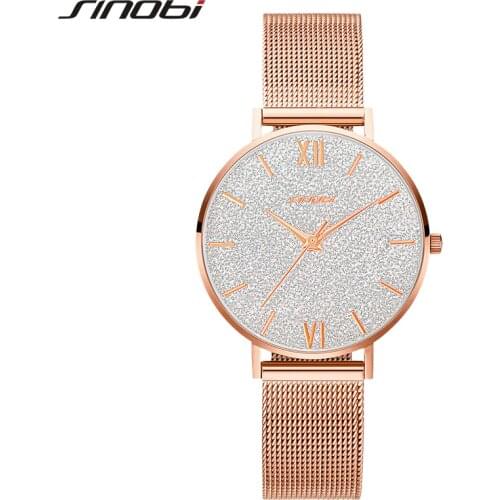Sinobi 2020 New Women Watch Bling Shinning Dial Quartz Wrist Watches Lady Casual Waterproof Luxury Ladies Watch Relogio Feminino