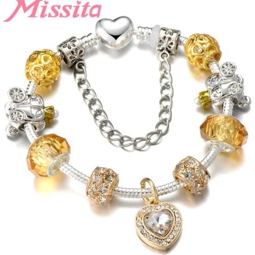 MISSITA Love Heart Series Crystal Heart Pattern Pendant Bracelet for Women Silver Color Jewelry Anniversary Gift Hot Sale