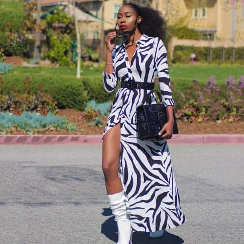 New Fashion Black White Striped Print Ribbon Ethnic Embroidery Stitching Sashes Long Sleeve Women Holiday Party Big Size Dresses